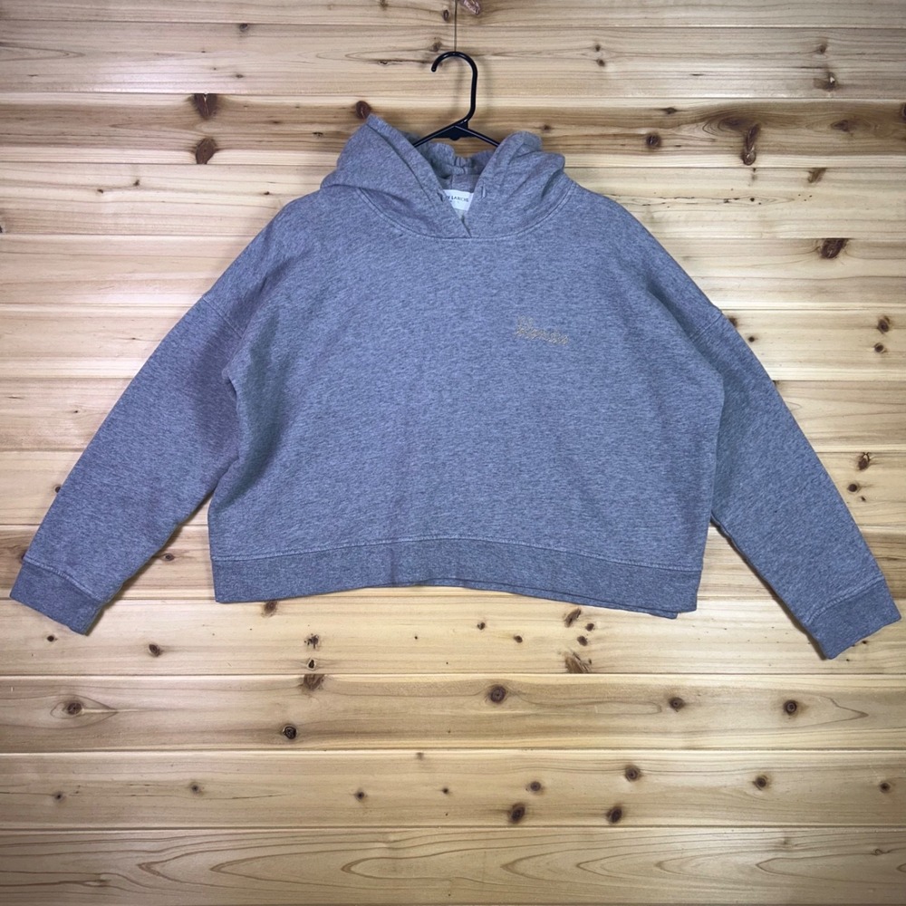 Maison Labiche Hoodie Womens Medium Gray Blondie Crop Top Long Sleeve Sweatshirt